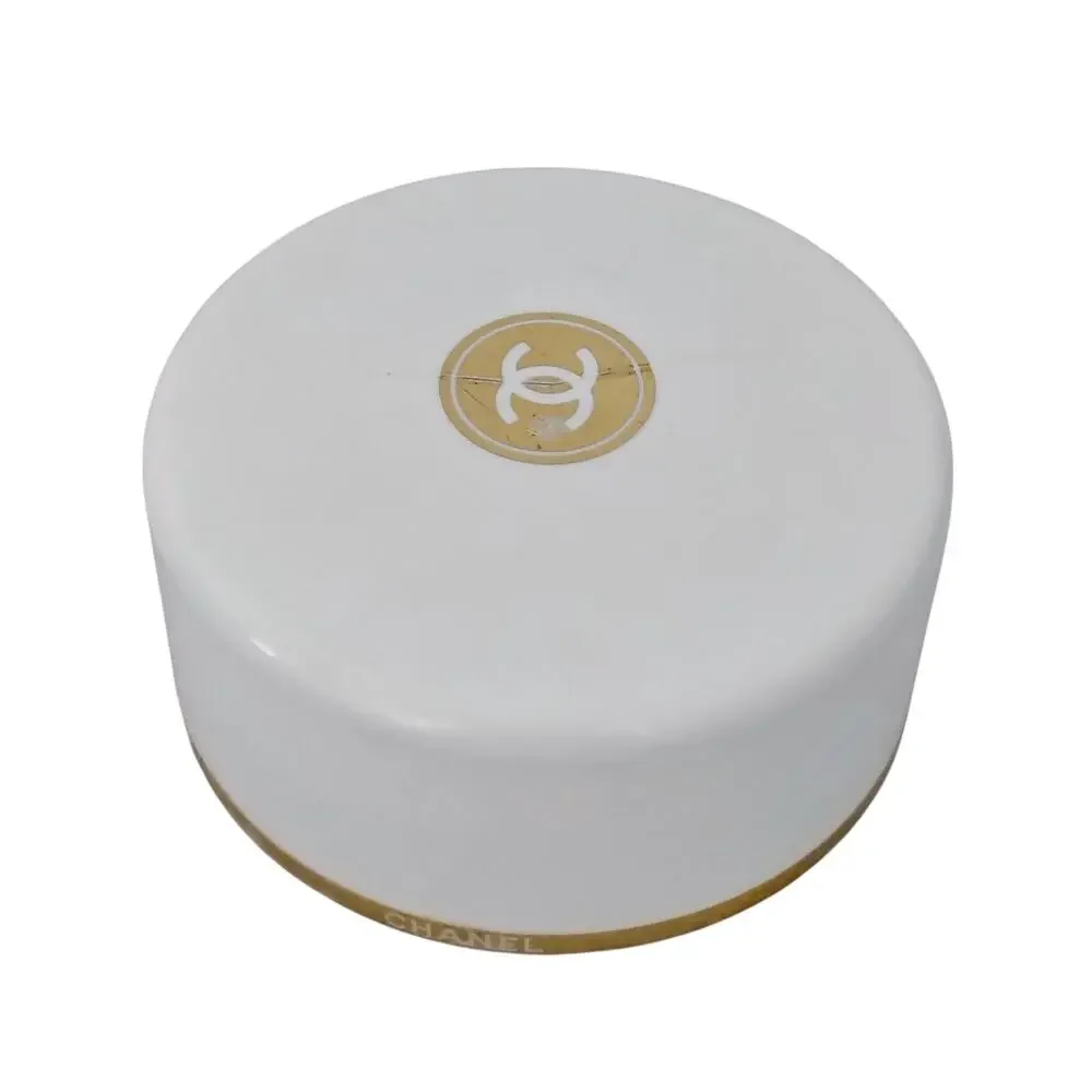 Chanel No 5 Perfumed Bath Body Powder Puff Vintage 8 oz. 70% full Vanity FLAW